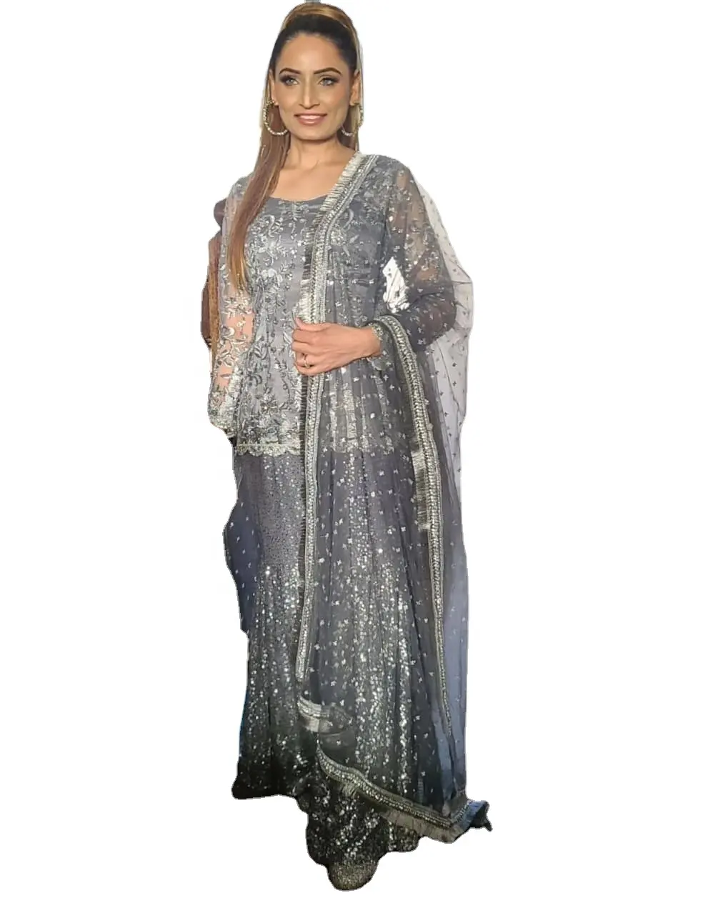 Fulpari etnik giyim nakış çalışması pakistan Salwar Kameez 1/3 çim koleksiyonu pakistan shalwar kameez suit