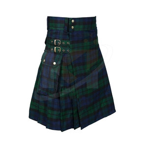 Nuevos Kilts de Tartán Personalizados para Hombre - Opciones de Color Sólido, Material de Algodón/Lana, Alta Calidad, Hechos en Pakistán - Product Image 3