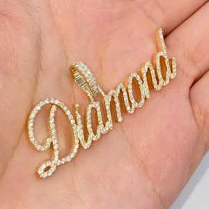 Colgante de oro amarillo de 10K con inicial helada personalizada de laboratorio VVS, letra inicial de moissanita personalizada, aniversario chapado en rodio de Hip Hop - Product Image 3