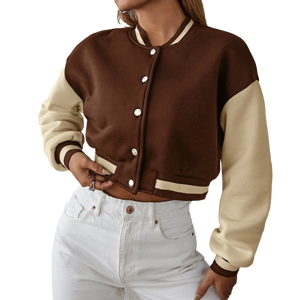 meroon womwns Fashionable Unisex Canvas Varsity Bomber Jacket with Stand Collar <b>Winter</b> Ready Front Logo - Product Image 5