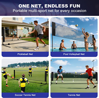 Filet multisports en acier réglable en hauteur de 10 pieds pour pickleball, tennis, volleyball, intérieur/extérieur, avec sac de transport, ensemble de badminton portable