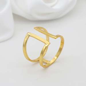 Minimalist Wire Geometric Brass <b>Ring</b> 18k Gold Plated Open <b>Adjustable</b> Wholesale <b>Ring</b> for women - Product Image 3