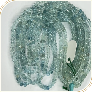 Cuentas de Rondelle facetadas de Aguamarina sombreada natural, tamaño de 6mm a 7mm, aproximadamente 14 pulgadas, hebra de cuentas de Aguamarina natural - Product Image 6