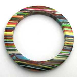 Meilleur Bracelet Jonc en Résine Rayé Coloré Unisexe, Bijou Tendance, Large et Massif, Motif Multicolore, Idéal pour Mariage - Product Image 6
