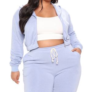 Top qualité sweat personnalisé femmes Joggers sweats à capuche couleur unie à manches longues femmes haut court à capuche deux pièces ensemble 2026 - Product Image 3