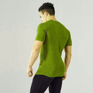 Vente chaude Hommes Gym 100% Coton T-Shirt Sur Mesure Logo Uni O-cou Conception Écologique Respirant Tricoté Tissu Fabriqué - Product Image 4