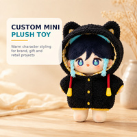Peluche personnalisée ours mini 10 cm avec capuche, personnage aux cheveux bleus, jouet en peluche doux, OEM ODM, vente en gros