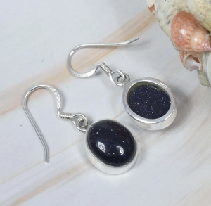 New Arrival Luxury Design 925 Sterling Silver Natural Blue Sunstone Antique Look Dangle <b>Earrings</b> for Her <b>Handmade</b> Jewelry India - Product Image 2