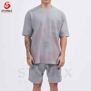 Summer New Men Casual Shorts Sets Custom Color Short Sleeve T Shirt Shorts Solid Tracksuit Set Men's 2 Pieces Sets - Product Image 1