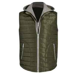 Gilet matelassé personnalisé pour femmes, à capuche, d'hiver, avec imprimé bicolore, sans manches, vente en gros - Product Image 2