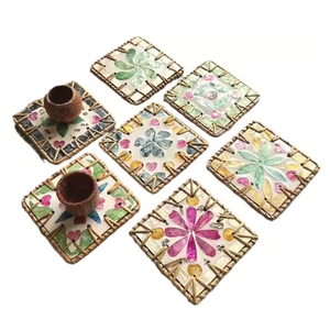 Ensemble de sous-verres en laque de rotin fait à la main Meilleure vente Style de fleur en osier pour hôtels et restaurants Fabriqué au Vietnam - Product Image 6