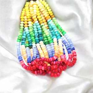 Perles de rondelle lisse d'opale bonbon ombré multicolore de 7mm à 10mm brin de pierres précieuses en vrac pour la fabrication de bijoux approvisionnement en gros Inde - Product Image 2