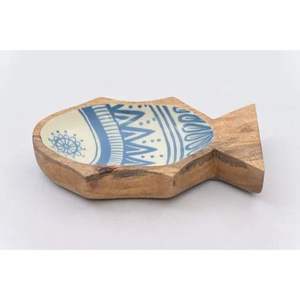 Bandeja de Servir de Madera Ecológica con Forma de Pez Curvada, Hecha a Mano, con Estampado Tribal Esmaltado, Moderna y Decorativa, para Bodas y Diwali - Product Image 5