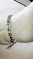 Bracelet à maillons en argent sterling 925 avec pierre précieuse zircon naturel de qualité AAA, taille baguette, certifié IGI, design tendance pour femme, idéal pour les soirées
