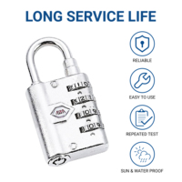 Cadenas à combinaison pour porte et voyage, 4 chiffres, haute sécurité, en acier et alliage de zinc, ABA
