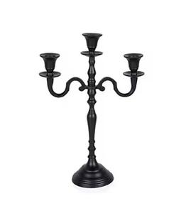 Customised Elegant Luxury <b>Black</b> Handmade Metal <b>Candle</b> Holder Stand Premium Home Decor for Christmas <b>Pillar</b> Light Lamp Type - Product Image 4