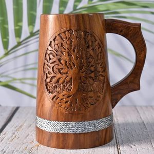 Tasse en bois de qualité supérieure avec texture de grain de bois naturel et faite à la main pour un réglage de table durable et élégant au prix d'usine - Product Image 2