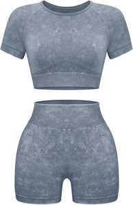 Conjunto de Yoga para Mujer, Shorts con Patrón Sólido, Secado Rápido, Servicio OEM Personalizable, Alta Calidad, 2 Piezas, Spandex/Poliéster - Product Image 4