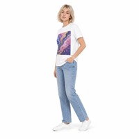 T-shirt personnalisé à imprimé fluide abstrait, motif artistique, manches courtes, coupe classique, pour hommes et femmes, en coton, style décontracté streetwear, Nouveauté 2026 OEM ODM