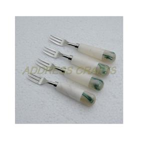 Ensemble de fourchettes élégant en acier inoxydable avec manche en résine couverts ustensiles en argent avec époxy de haute qualité 2025 ensemble de fourchettes de vente chaude - Product Image 1