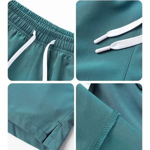 Shorts de sport mi-taille pour hommes, style décontracté, joggers, boardshorts, séchage rapide, fermeture à cordon, tissu peigné Spandex/Polyester, couleur unie - Product Image 6