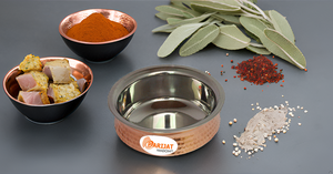 Ensemble de vaisselle martelée durable en acier inoxydable et cuivre Bol de service et soupières faits à la main pour légumes et currys - Product Image 4