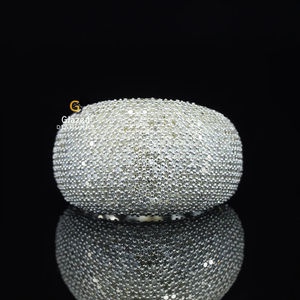 แหวนฮิปฮอปทรงกลมสุดเท่ทันสมัยสำหรับผู้ชายแหวนฮิปฮอปกลม้อนสีขาว10K ประดับเพชร - Product Image 1