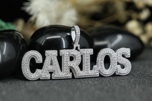 Collar con Colgante Personalizado Carlos, Plata 925, Cristal, Micro Pavé, Joyería Hiphop Brillante, Unisex, Regalo - Product Image 6