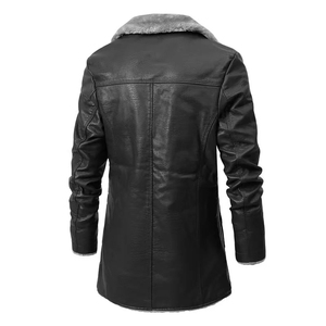 Mid-length Leather Men's Coat Winter Plus Fleece Large Lapel Suit <b>Fur</b> Coat Men - Product Image 2