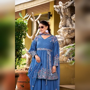 Trendy arrival 2 shades georgette ethnic ensemble featuring resham work <b>detail</b> and fancy georgette dupatta 2025 collection - Product Image 5