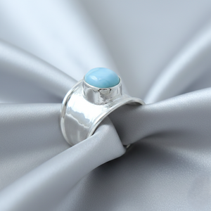 Bague de fiançailles en argent sterling 925 avec pierre précieuse naturelle Larimar de l'océan bleu, style bohème, pour femmes, bijoux fins, exportateur en gros - Product Image 3