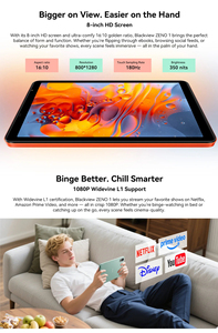 Blackview <span class=keywords><strong>ZENO</strong></span> 1 Tablet 8'' Schermo HD Octa Core 6GB RAM 256GB ROM Batteria 6000mAh Android 15 Tablet PC 4G - Product Image 2