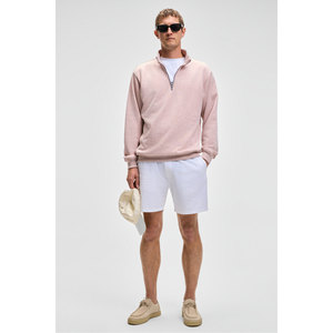 Sudadera de Manga Larga con Cuello Alto y Media Cremallera para Hombre, Corte Relajado, Color Gris Melange, Marca Nestor - Product Image 1