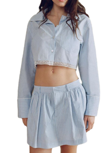 กระโปรงลายทางเอวสูงสำหรับผู้หญิงที่สง่างามเหมาะสำหรับงานที่เป็นทางการและการออกนอกบ้านช่วงเย็น - Product Image 2