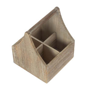Cubiertos de madera cuadrados con efecto de roble de 4 secciones para almacenamiento y organización de utensilios - Product Image 3
