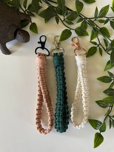 Macrame Keychain Soft Cotton Wristlet <b>Bracelet</b> Hand Braided <b>Knotted</b> Keyring Holder From Isar International - Product Image 6