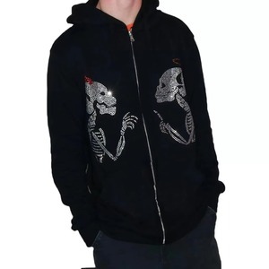 Sudadera con Capucha Unisex Extra Grande Personalizada con Pedrería, Ropa Urbana para Otoño e Invierno, Sudadera Brillante con Pedrería y Logotipo - Product Image 2