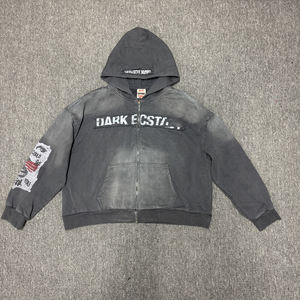 Sudadera con Capucha para Hombre, Corte Regular, Algodón Puro de Alta Calidad, Estilo Francés, Bordado con Hilo de Anillo, Logotipo Personalizado, Pedrería - Product Image 1