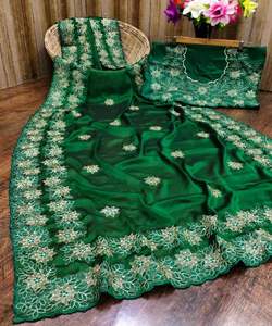 Banarasi soie Jacquard Saree avec chemisier femmes porter dames fête Festival tenue quotidienne doux coton soie Sari en gros bas prix ethnique - Product Image 1