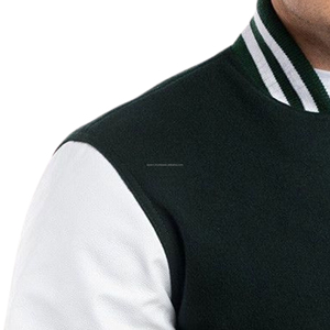Chaqueta Varsity Retro para Hombre al por Mayor, Cuerpo de Lana, Mangas de Cuero, Cierre Frontal con Cremallera, Estilo Bomber, Uniforme de Equipo de Campeonato - Product Image 4