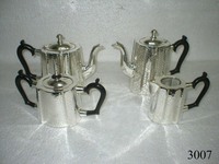 Ensemble de théière en argent pur plaqué, 1000 ml, écologique, 3 pièces, avec logo personnalisé ~ Style américain, vaisselle en argent pour thé/café, Inde
