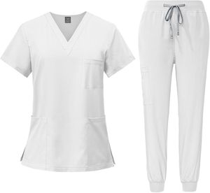 Haute qualité gommage médical ensembles unisexe hôpital gommages uniformes médecins infirmières coton Polyester survêtement pantalon - Product Image 3