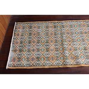 Alfombra Turca Vintage de 2.4x9.1 pies (72x276 cm), Alfombra Azul de Lana Marroquí - Product Image 4