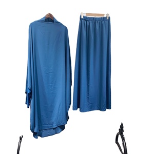Ensembles de jilbab 2 pièces gratuits pour adultes Tenues de prière islamique modestes Jupe longue Khimar Hijab Dubaï Abaya de style turc pour musulman - Product Image 1