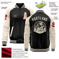 Veste bomber varsity à deux tons avec fermeture éclair, personnalisée, noire, vintage, drapeau mexicain, vert Kelly, neutre