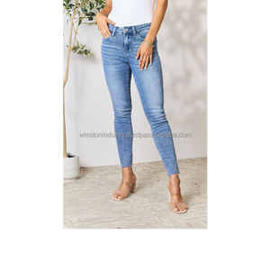 Classic Blue Denim Flare Jeans Women High Waisted Slim Fit <b>Bell</b> Bottoms women denim jeans pants - Product Image 2