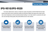 Impresora de Inyección de Tinta TIJ IPS-9510 para Líneas de Empaquetado con Salida de 300DPI, Impresión Automática de Etiquetas y Tarjetas con Soporte Flexible