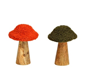 Centro de mesa de madera tallada en forma de seta con diseño minimalista y apariencia terrosa suave, ideal para casas rústicas modernas - Product Image 3