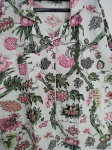 Ensembles de pyjama en coton indien sérigraphie florale Pjs vêtements de nuit d'été faits à la main ensembles de payjama Boho Hippie vêtements de détente ensembles pour femmes - Product Image 6