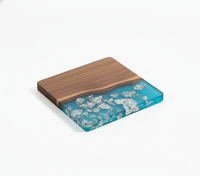 Sous-verres en bois et résine de style américain haut de gamme, faits à la main, en bois massif avec incrustation de résine époxy, imprimés UV, durables, résistants à l'eau et à la chaleur